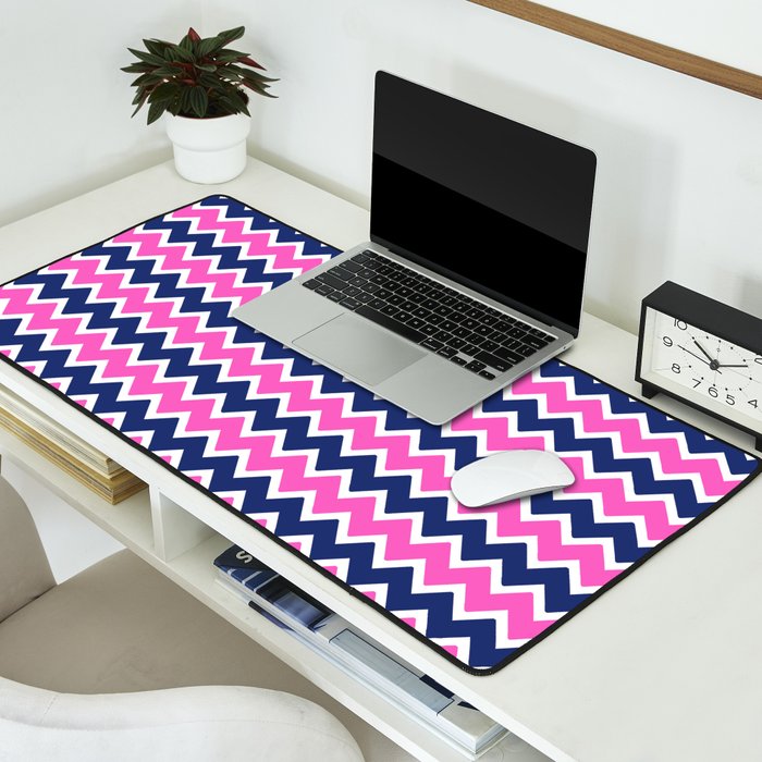 Hot Pink and Navy Blue Chevron Desk Mat Gallery Image 2
