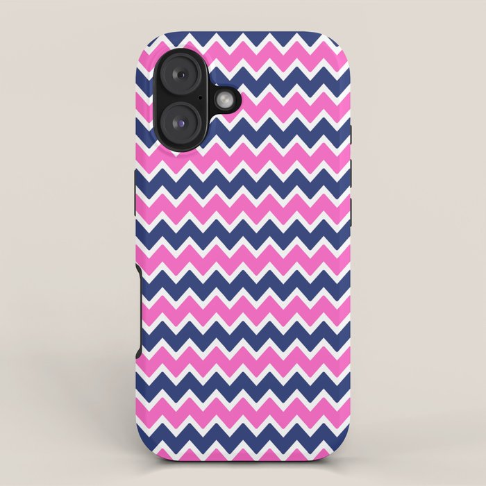Hot Pink and Navy Blue Chevron iPhone Case Gallery Image 1