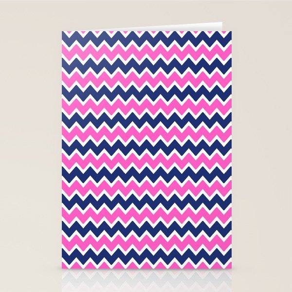 Hot Pink and Navy Blue Chevron Stationery Card Gallery Image 2