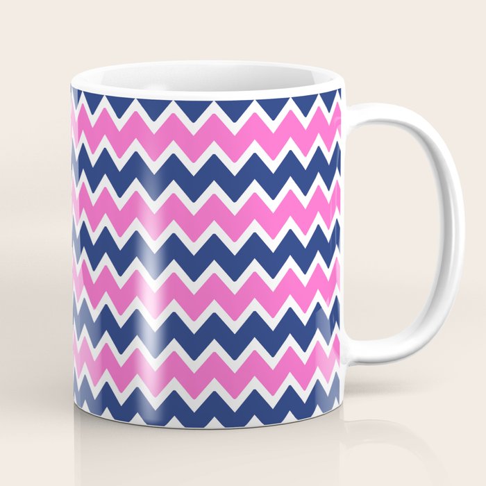 Hot Pink and Navy Blue Chevron Coffee Mug Gallery Image 1