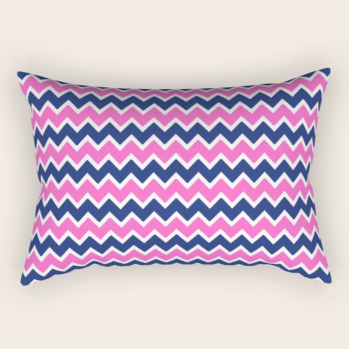 Hot Pink and Navy Blue Chevron Rectangular Pillow Gallery Image 1