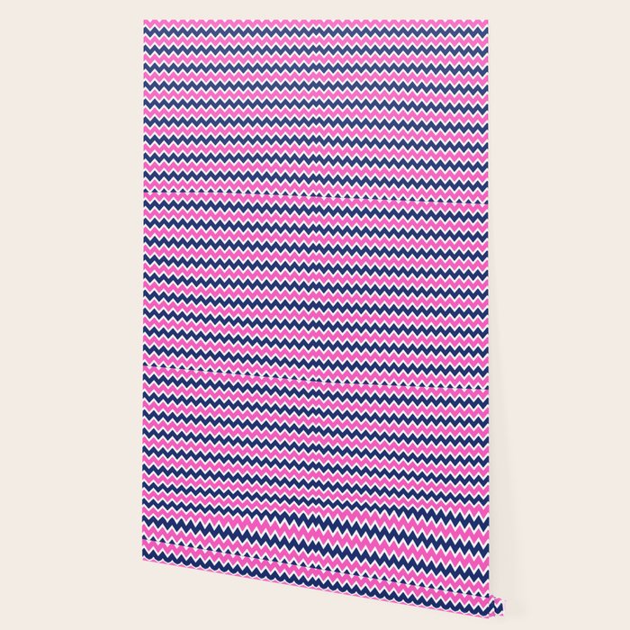 Hot Pink and Navy Blue Chevron Wallpaper Gallery Image 2
