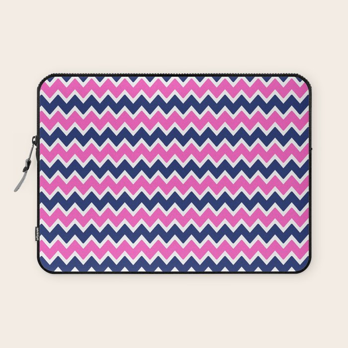 Hot Pink and Navy Blue Chevron Laptop Sleeve Gallery Image 1
