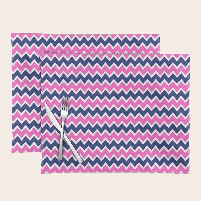 Hot Pink and Navy Blue Chevron Placemat Gallery Image 1