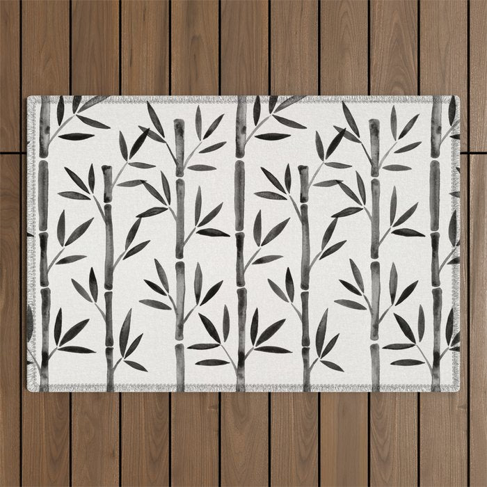Black Bamboo Outdoor Rug Gallery Image 1