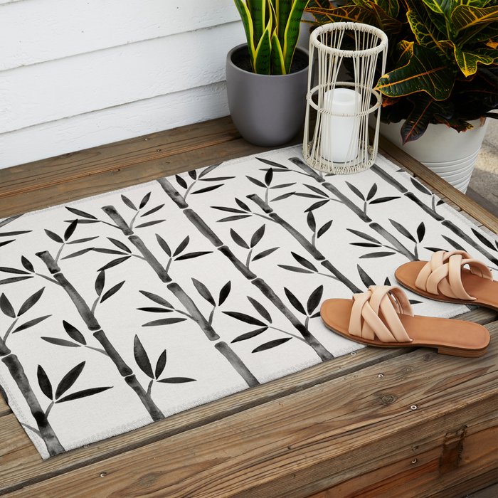 Black Bamboo Outdoor Rug Gallery Image 2