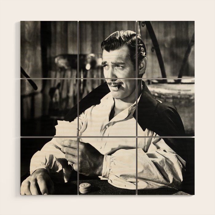 Clark Gable Playing Poker Retro Vintage Art Wood Wall Art Gallery Image 1