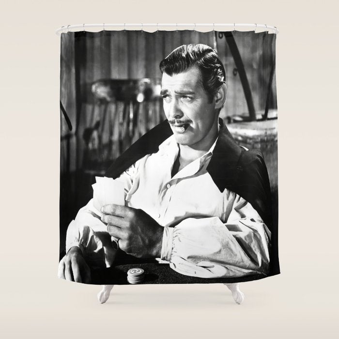 Clark Gable Playing Poker Retro Vintage Art Shower Curtain Gallery Image 1