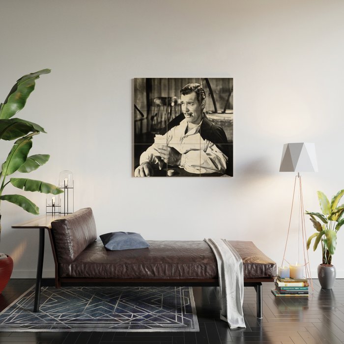 Clark Gable Playing Poker Retro Vintage Art Wood Wall Art Gallery Image 2