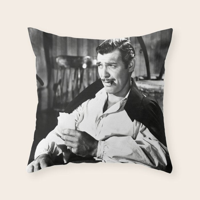Clark Gable Playing Poker Retro Vintage Art Throw Pillow Gallery Image 1
