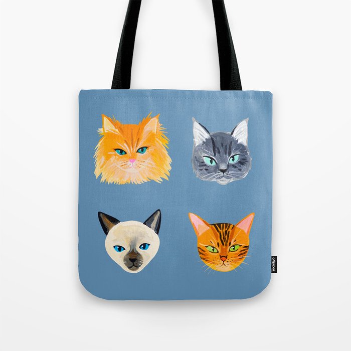 Cats Blue Tote Bag Gallery Image 1