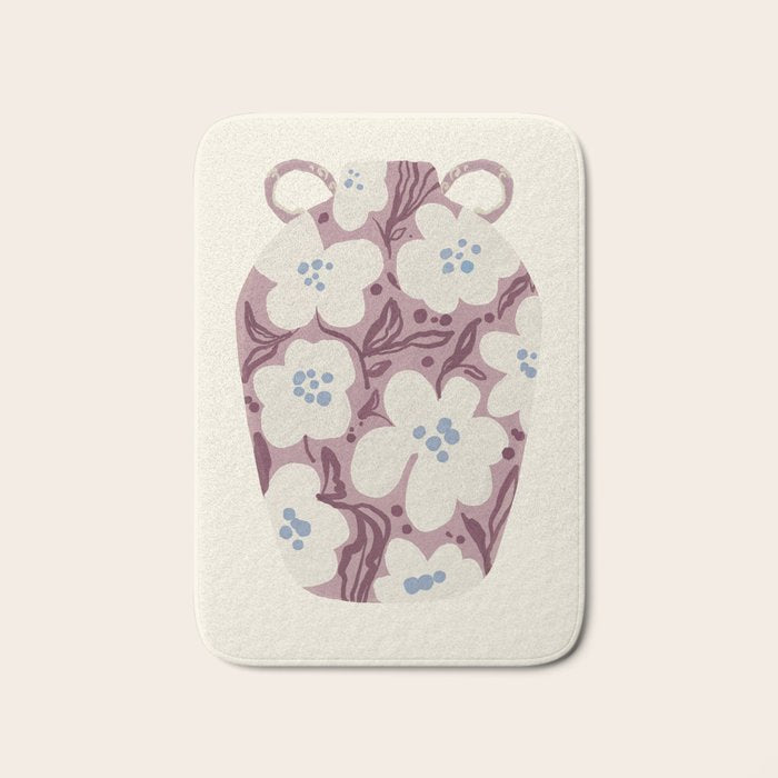 Floral Painted Folk Vase Bath Mat Gallery Image 1