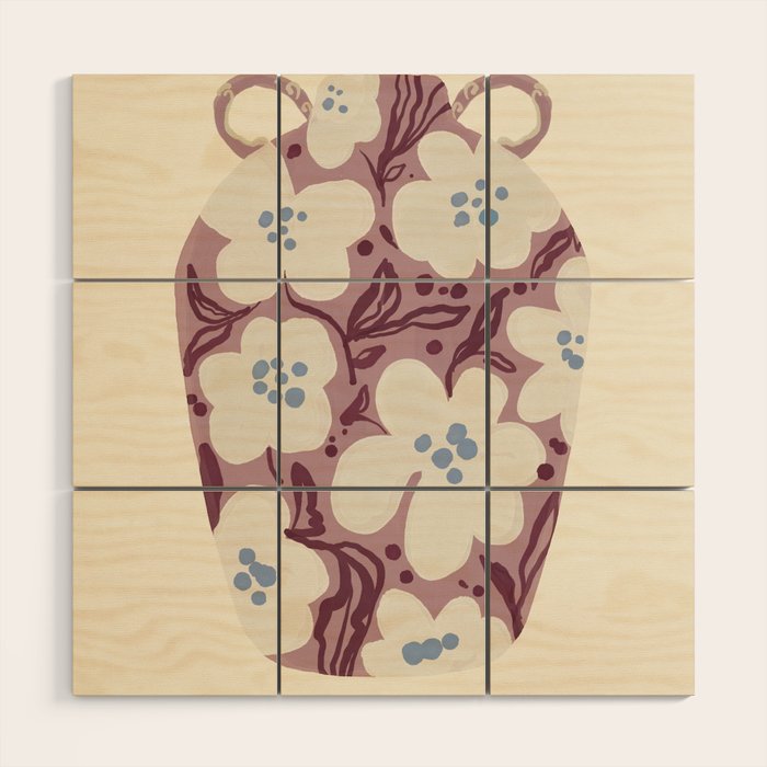 Floral Painted Folk Vase Wood Wall Art Gallery Image 1