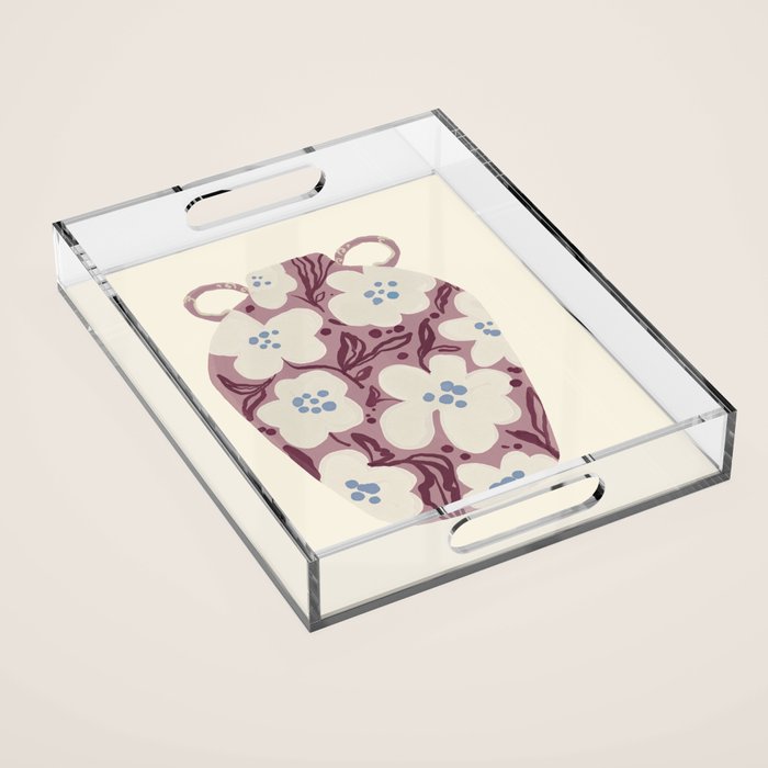 Floral Painted Folk Vase Acrylic Tray Gallery Image 1