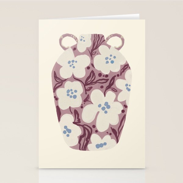 Floral Painted Folk Vase Stationery Card Gallery Image 2