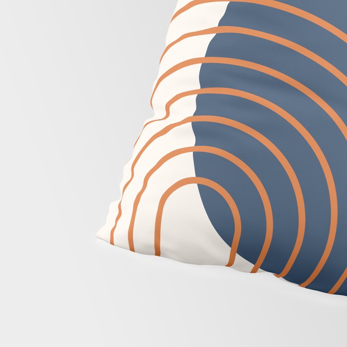 Mid Century Modern Geometric 162 Sun Rainbow abstract in Navy Blue Orange Pillow Sham Gallery Image 4