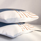 Mid Century Modern Geometric 162 Sun Rainbow abstract in Navy Blue Orange Pillow Sham Gallery Image 3