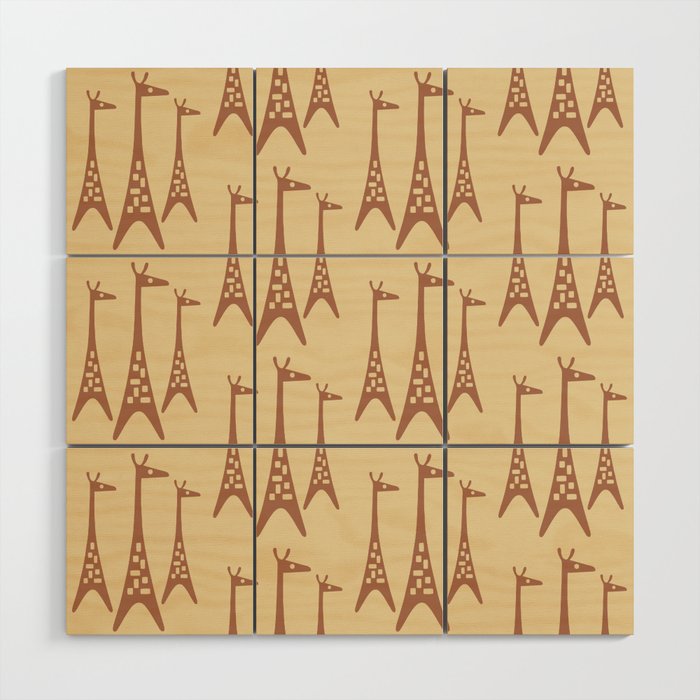 Brown and Tan Giraffe Wood Wall Art Gallery Image 1