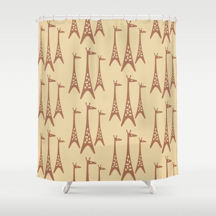 Brown and Tan Giraffe Shower Curtain Gallery Image 1