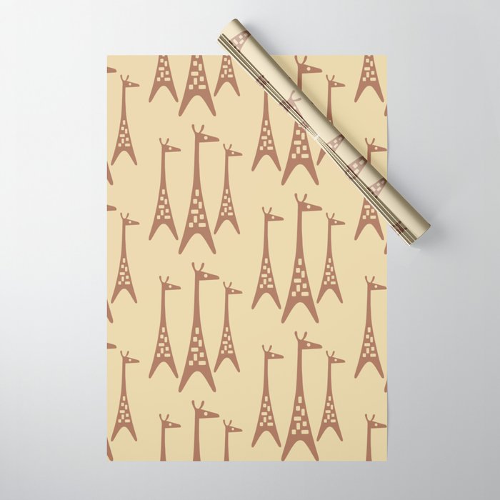 Brown and Tan Giraffe Wrapping Paper Gallery Image 1