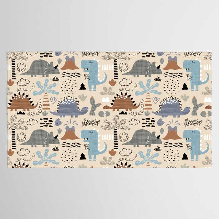 Nursery Wall Art, Nursery Prints, Neutral Nursery Decor, Dinosaur Print Tablecloth Gallery Image 2
