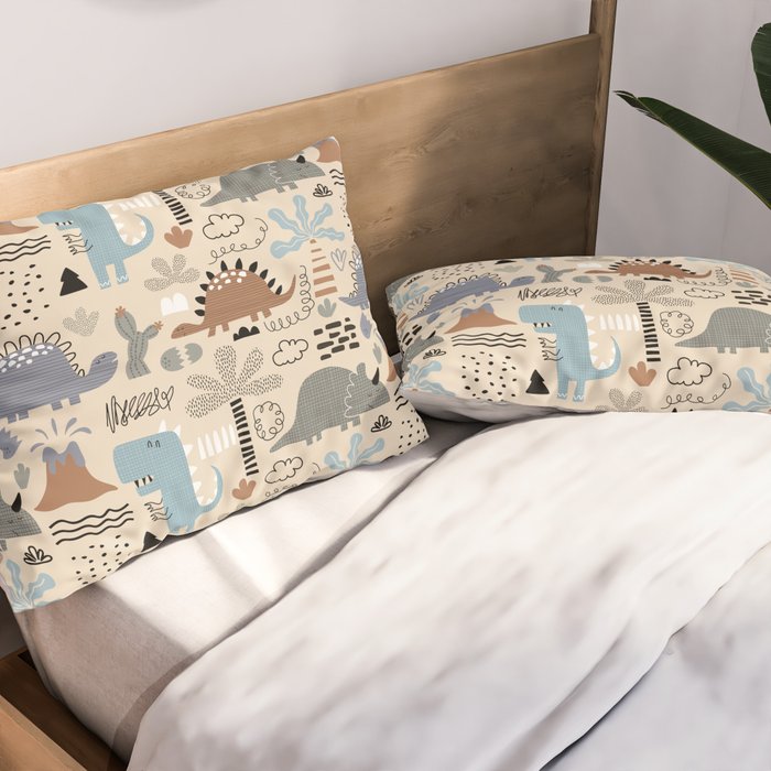 Nursery Wall Art, Nursery Prints, Neutral Nursery Decor, Dinosaur Print Pillow Sham Gallery Image 2
