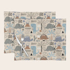 Nursery Wall Art, Nursery Prints, Neutral Nursery Decor, Dinosaur Print Placemat Gallery Image 1