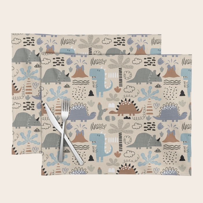 Nursery Wall Art, Nursery Prints, Neutral Nursery Decor, Dinosaur Print Placemat Gallery Image 1