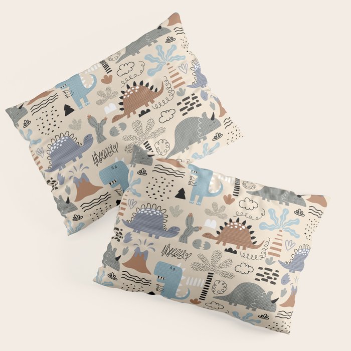 Nursery Wall Art, Nursery Prints, Neutral Nursery Decor, Dinosaur Print Pillow Sham Gallery Image 3