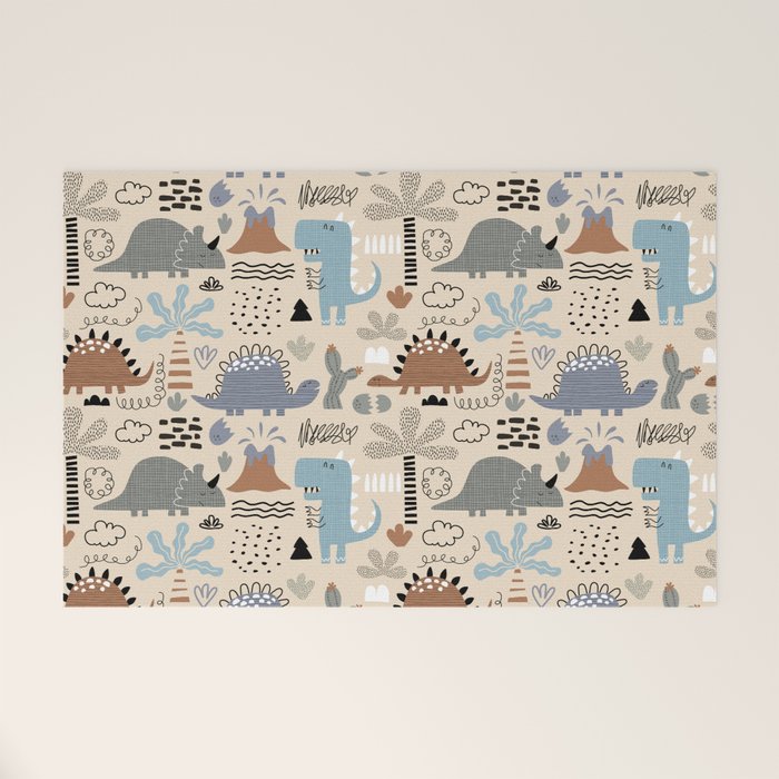 Nursery Wall Art, Nursery Prints, Neutral Nursery Decor, Dinosaur Print Welcome Mat Gallery Image 1