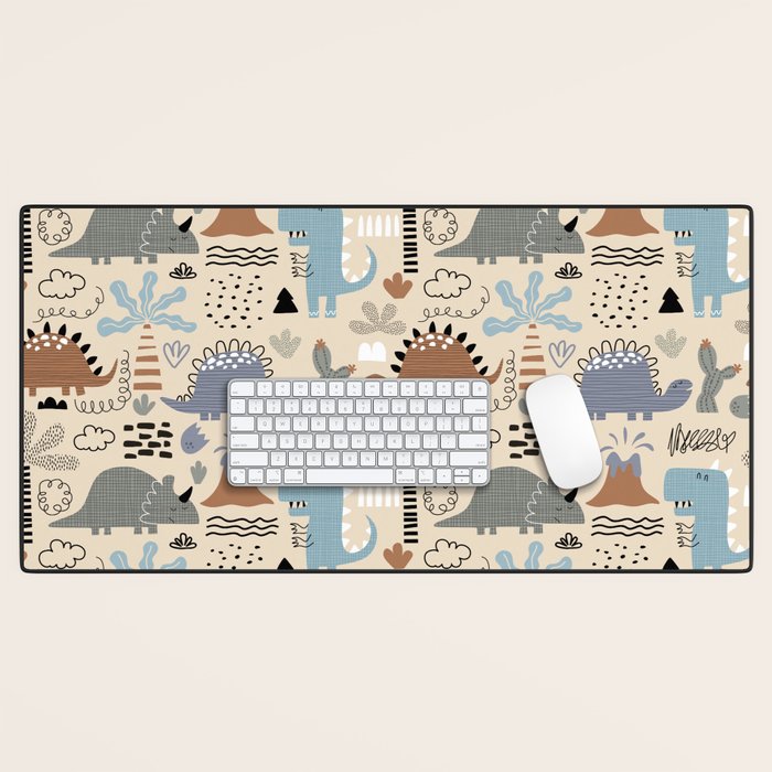 Nursery Wall Art, Nursery Prints, Neutral Nursery Decor, Dinosaur Print Desk Mat Gallery Image 1
