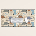 Nursery Wall Art, Nursery Prints, Neutral Nursery Decor, Dinosaur Print Desk Mat Gallery Image 1