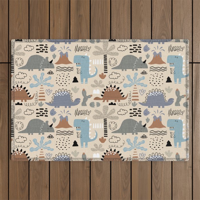 Nursery Wall Art, Nursery Prints, Neutral Nursery Decor, Dinosaur Print Outdoor Rug Gallery Image 1