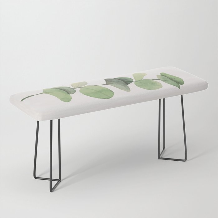 Watercolor Eucalyptus Branch Bench Gallery Image 1