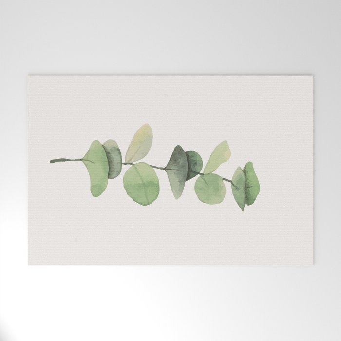 Watercolor Eucalyptus Branch Welcome Mat Gallery Image 1