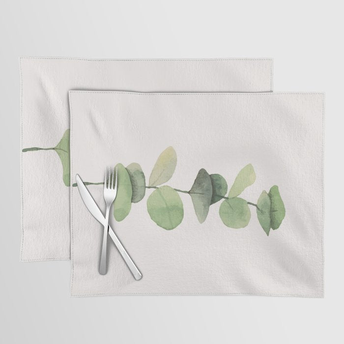 Watercolor Eucalyptus Branch Placemat Gallery Image 1