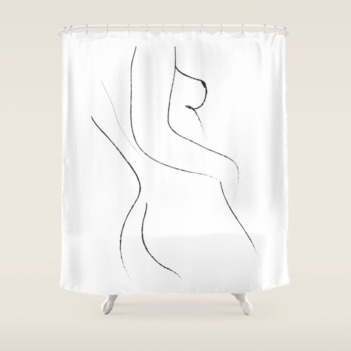 Minimal Line Drawing 2 Shower Curtain Gallery Image 1