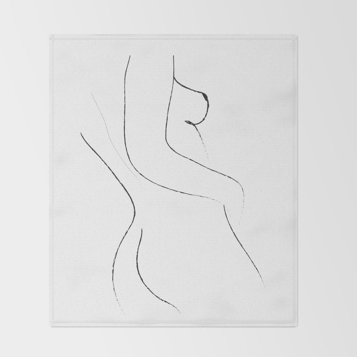 Minimal Line Drawing 2 Throw Blanket Gallery Image 2
