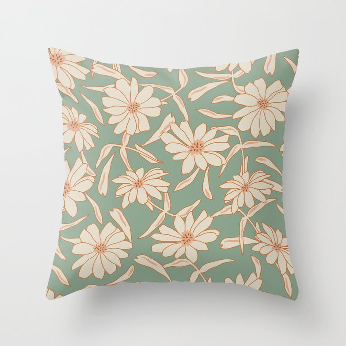 Charismatic Floral on Sage Green Throw Pillow Gallery Image 6