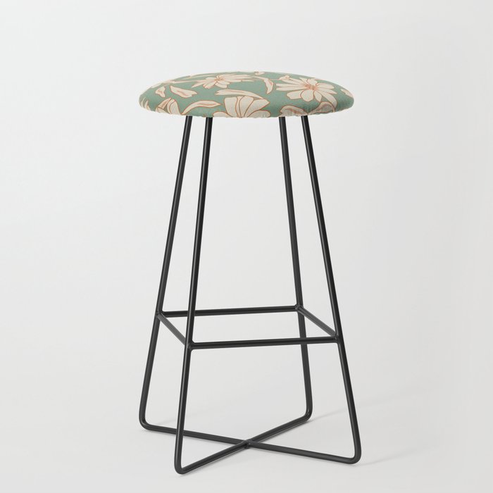 Charismatic Floral on Sage Green Stool Gallery Image 1