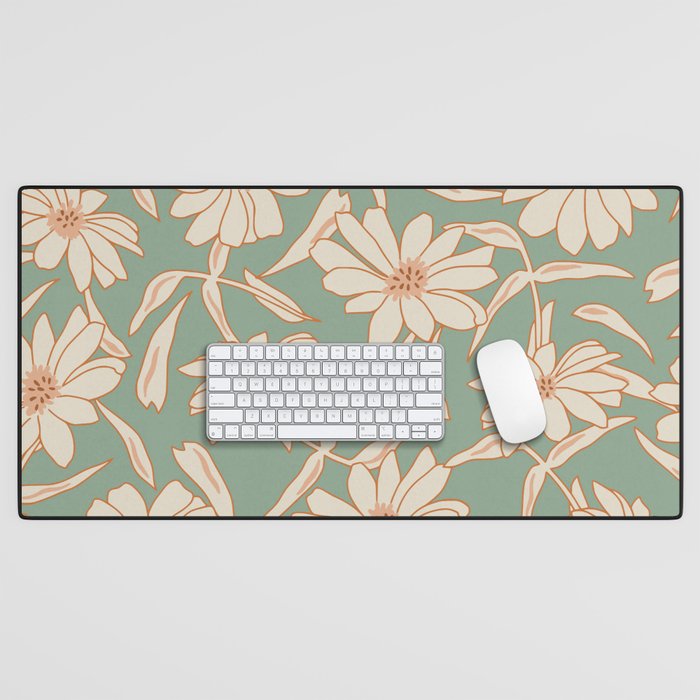 Charismatic Floral on Sage Green Desk Mat Gallery Image 1