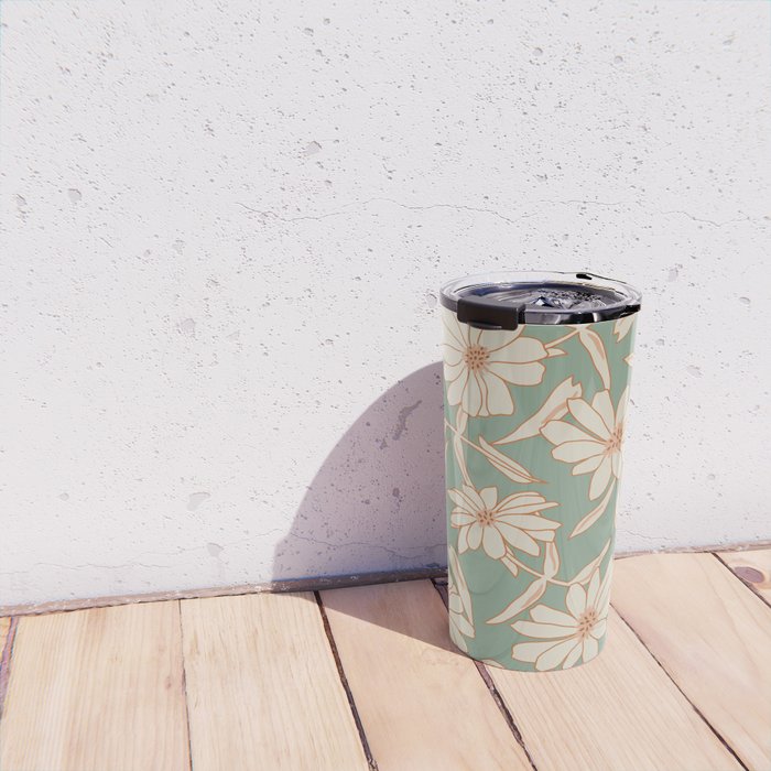 Charismatic Floral on Sage Green Travel Mug Gallery Image 4