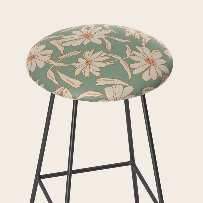 Charismatic Floral on Sage Green Stool Gallery Image 2