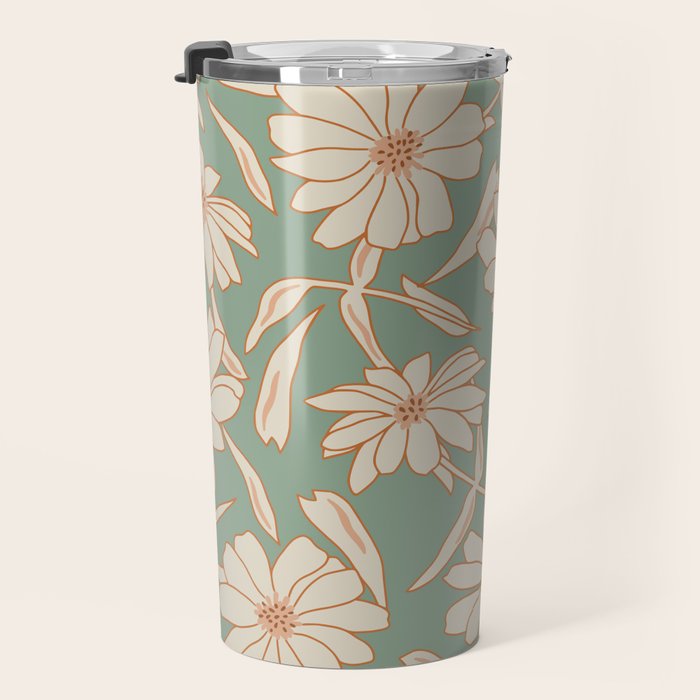 Charismatic Floral on Sage Green Travel Mug Gallery Image 3