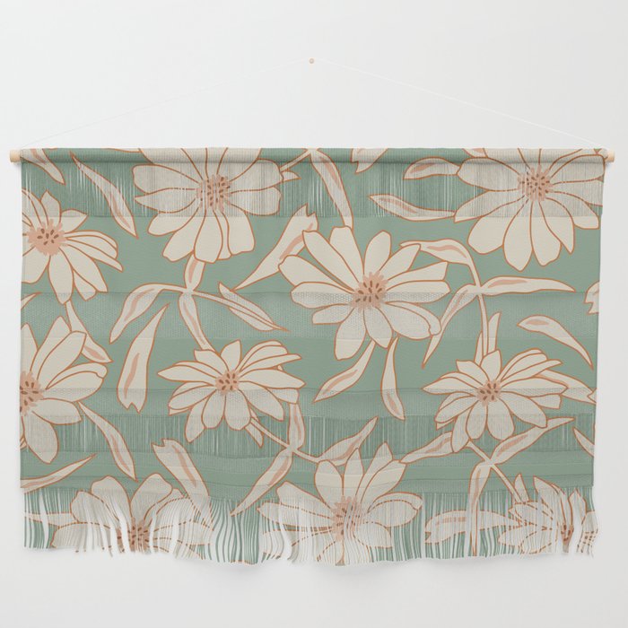 Charismatic Floral on Sage Green Wall Hanging Gallery Image 1