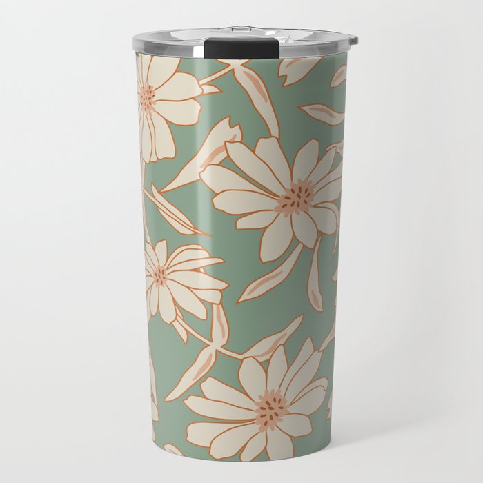 Charismatic Floral on Sage Green Travel Mug Gallery Image 1