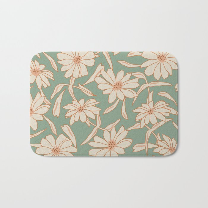 Charismatic Floral on Sage Green Bath Mat Gallery Image 1
