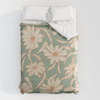 Charismatic Floral on Sage Green Duvet Cover Gallery Image 6