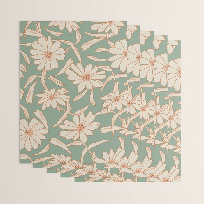 Charismatic Floral on Sage Green Wrapping Paper Gallery Image 3