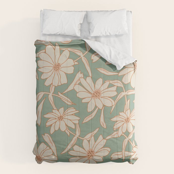 Charismatic Floral on Sage Green Comforter Gallery Image 6